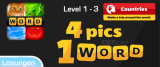 4 Pics 1 Word Lösung Level 1, 2, 3 Countries von Itch Mania – Android und iOS (iPhone)