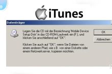 Update Meldung: Mobile Device Setup Disk einlegen – iPhone, iPod, iPad, iTunes unter Windows